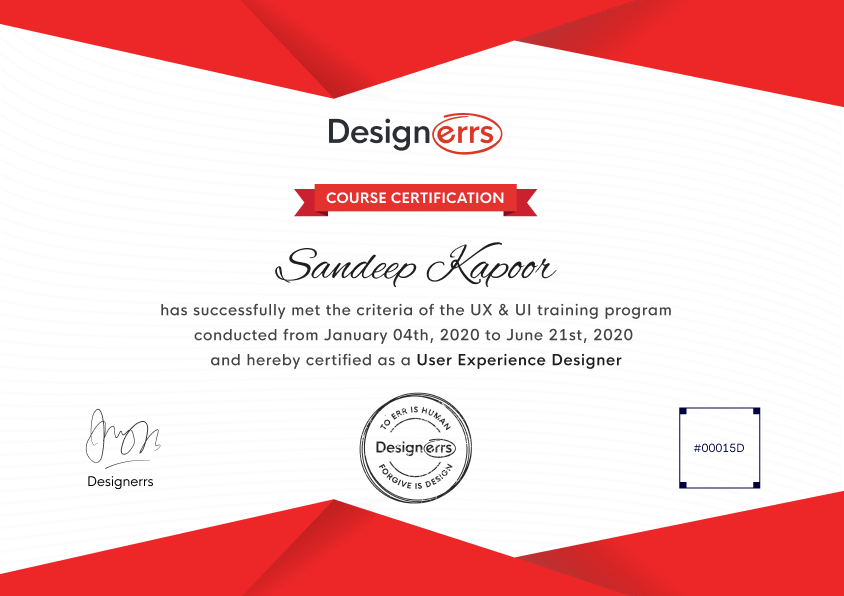 Sandeep Kapoor Completed UI UX Design Course Training and Certification Program